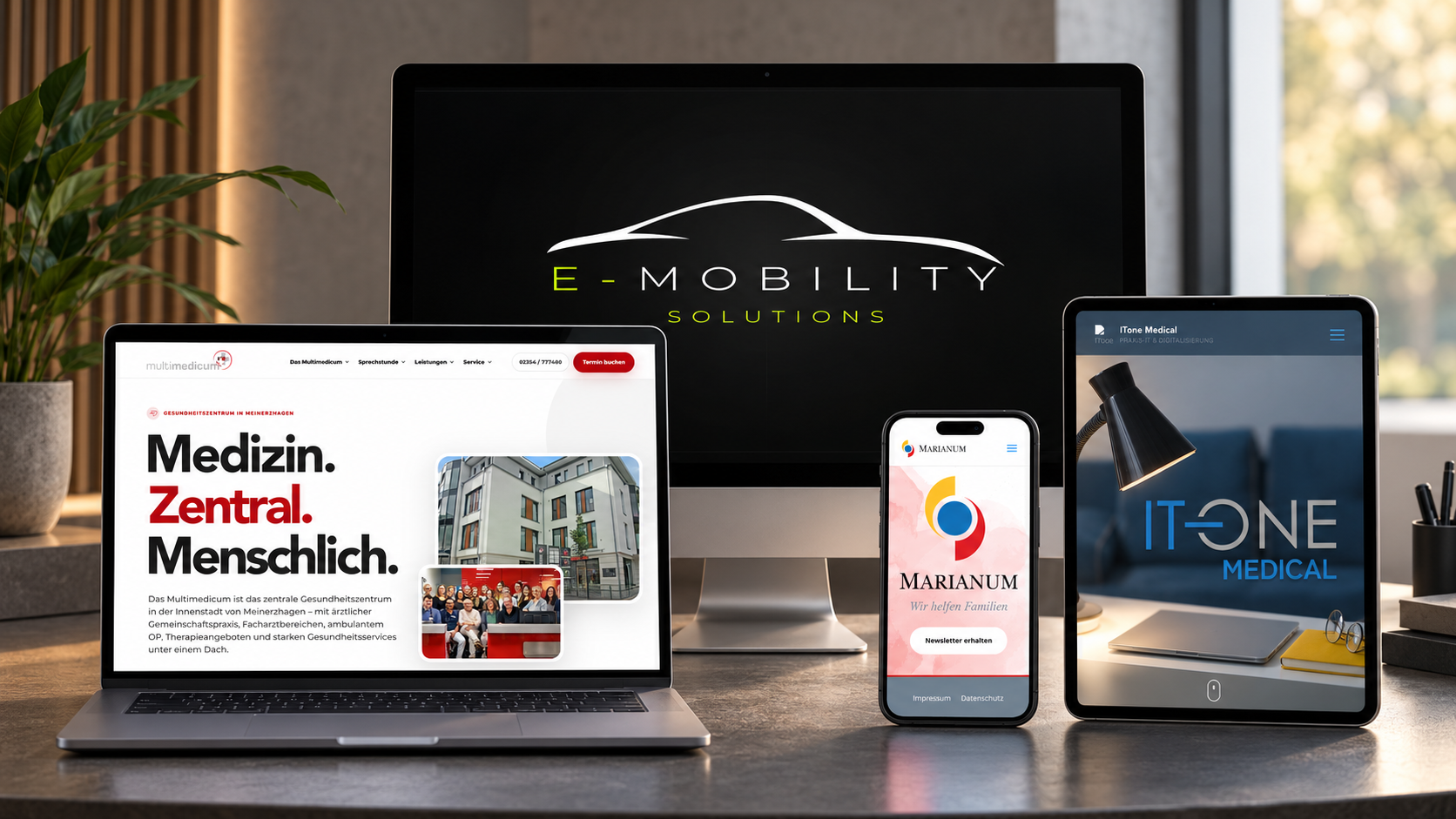 Responsive Webdesign auf Desktop, Tablet und Smartphone
